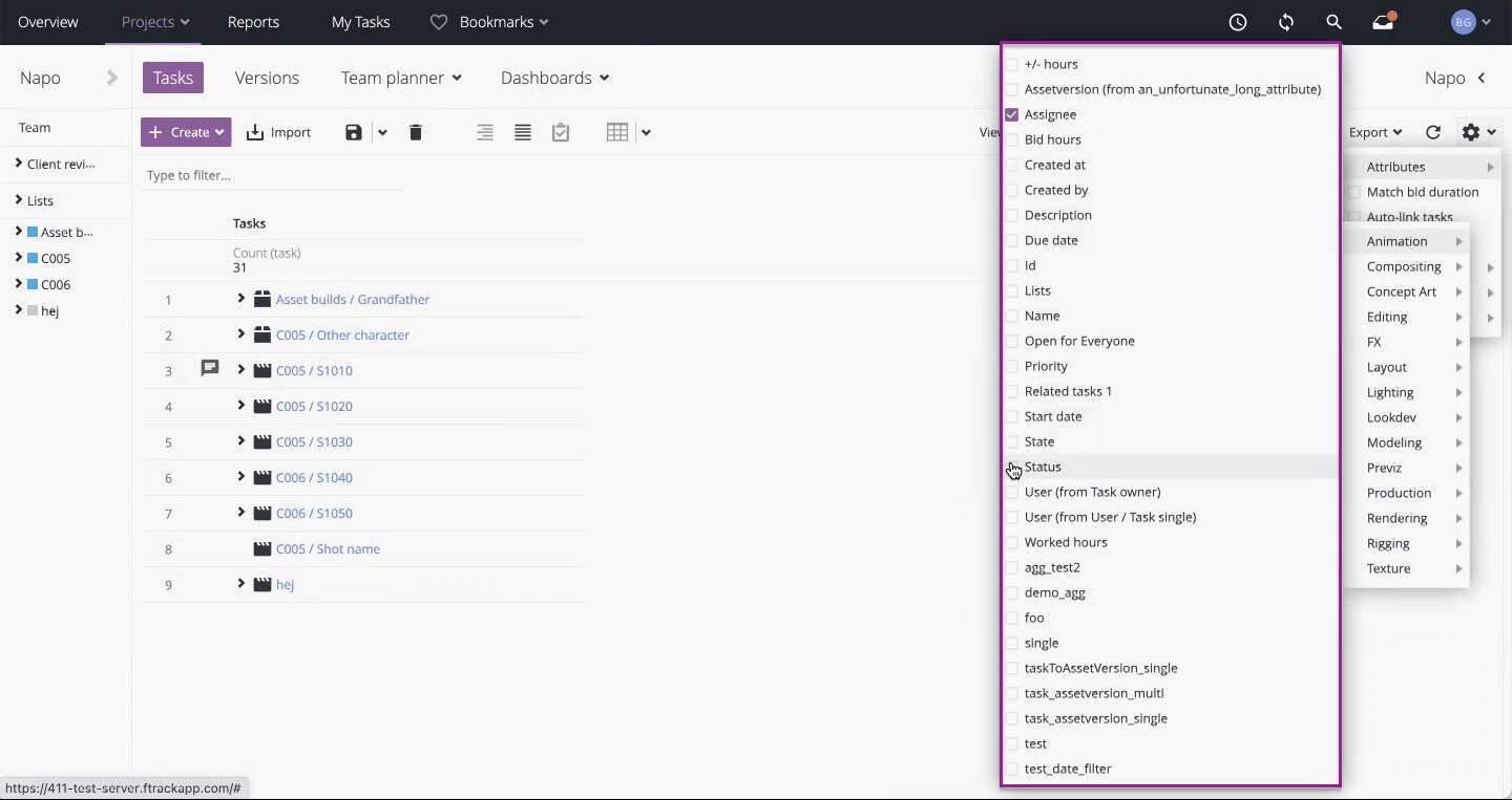 Set Up Task Columns